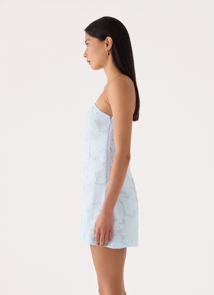 Della Lace Strapless Mini Dress - Blue - Mini Dresses