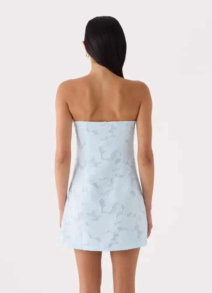Della Lace Strapless Mini Dress - Blue - Mini Dresses