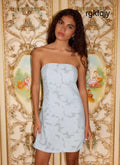 Della Lace Strapless Mini Dress - Blue - Mini Dresses