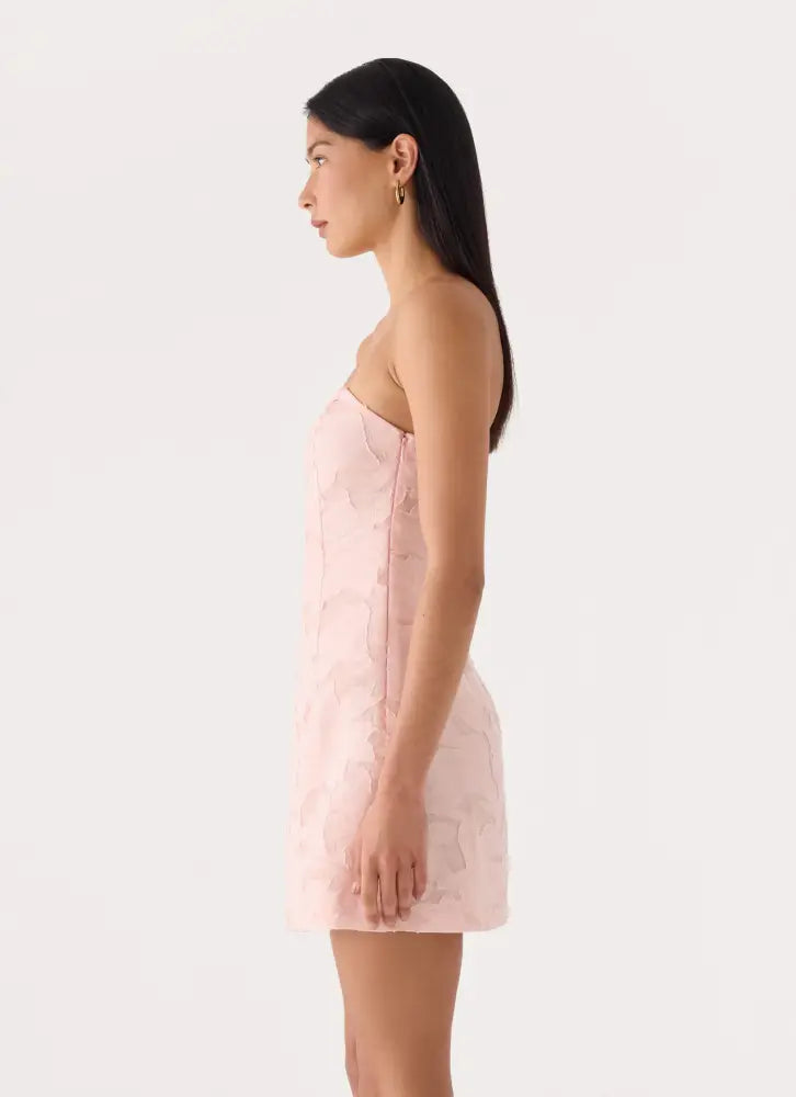 Della Lace Strapless Mini Dress - Pink - Mini Dresses