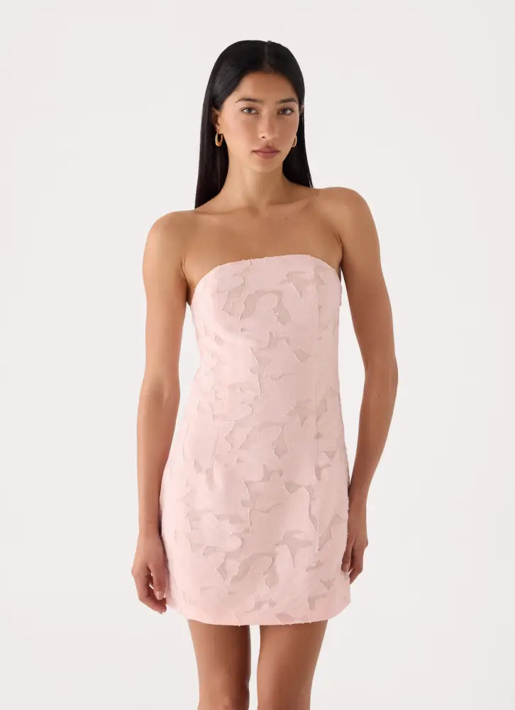 Della Lace Strapless Mini Dress - Pink - Mini Dresses