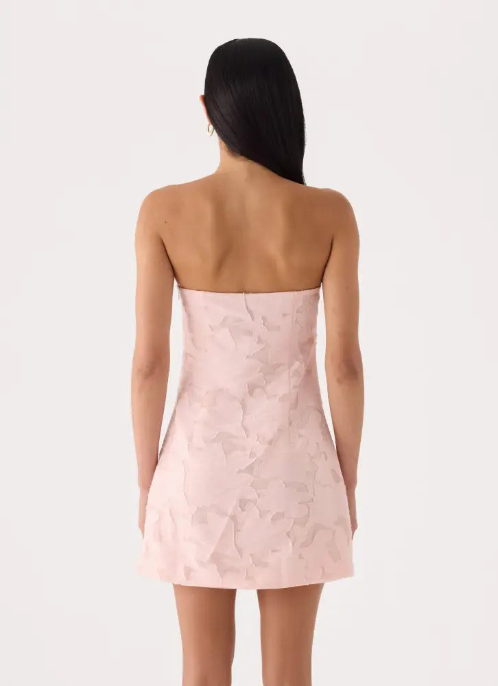 Della Lace Strapless Mini Dress - Pink - Mini Dresses