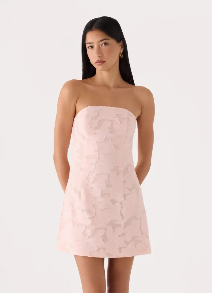Della Lace Strapless Mini Dress - Pink - Mini Dresses