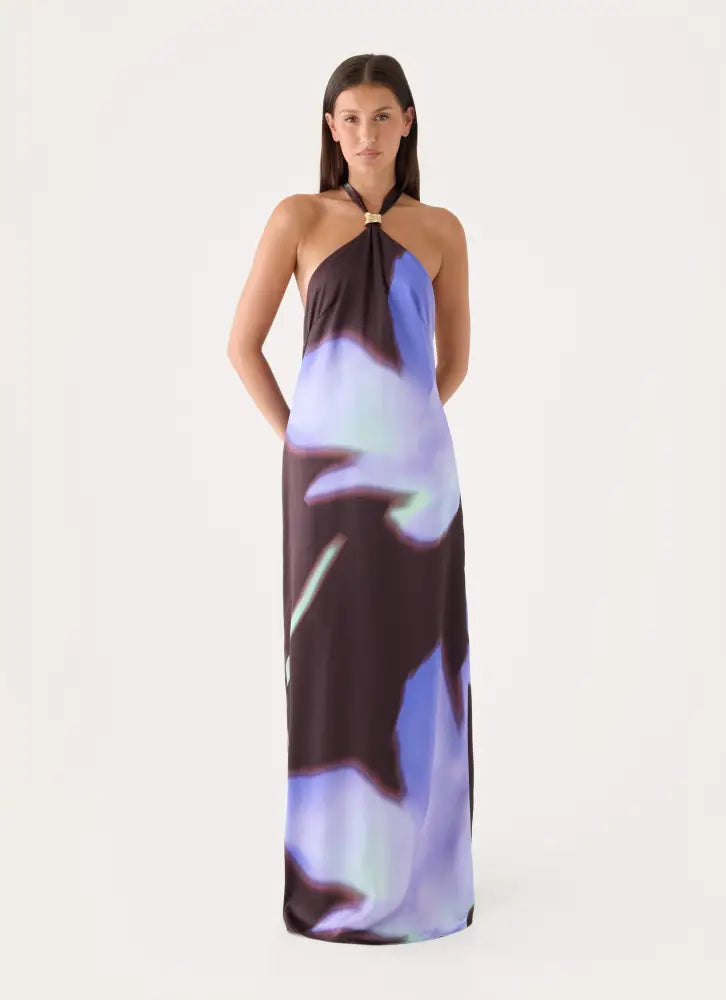 Luxia Printed Halter Maxi Dress - Floral Romance - Maxi Dresses