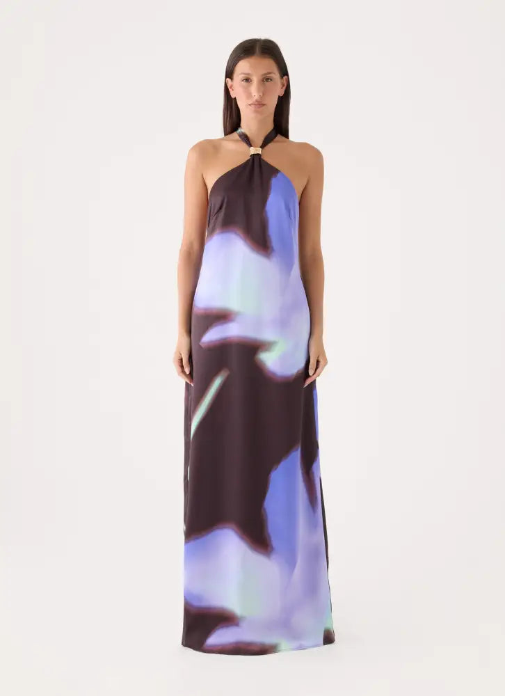 Luxia Printed Halter Maxi Dress - Floral Romance - Maxi Dresses