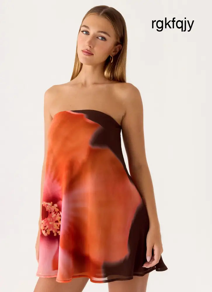 Marcita Mini Dress - Chocolate Blossom - Mini Dresses