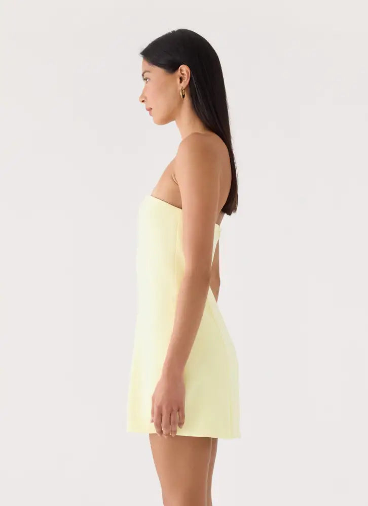Marta Strapless Mini Dress - Yellow - Mini Dresses