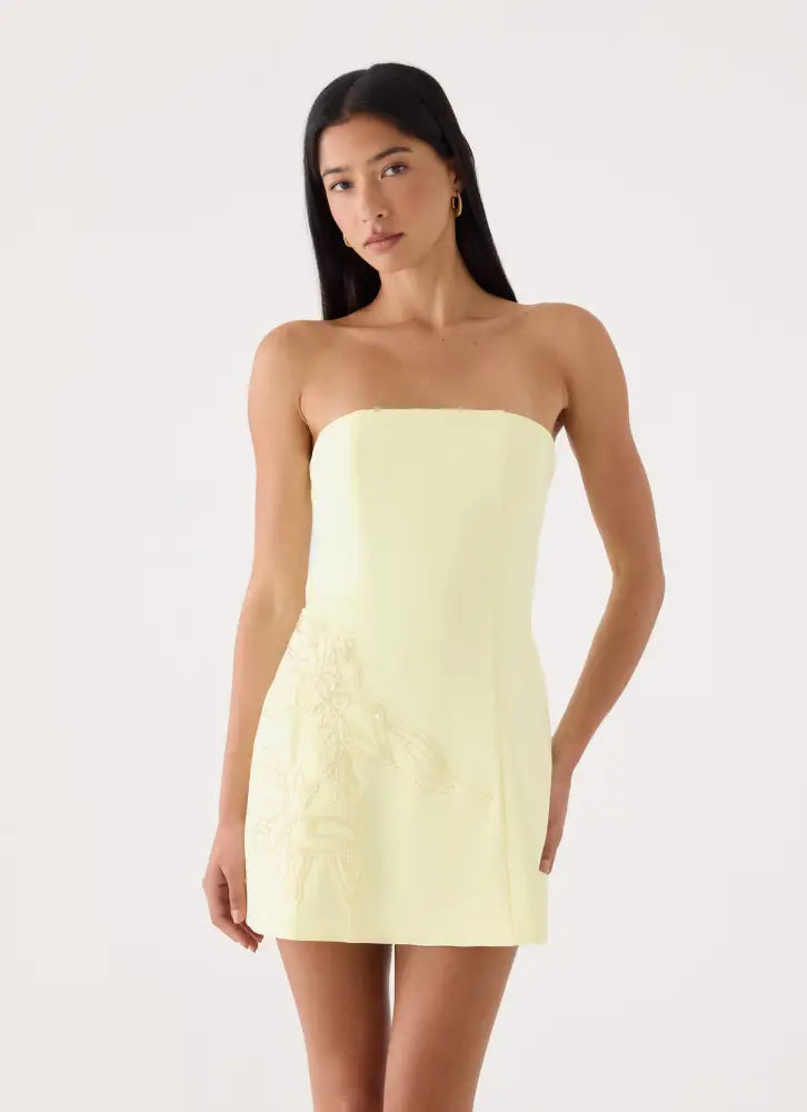 Marta Strapless Mini Dress - Yellow - Mini Dresses