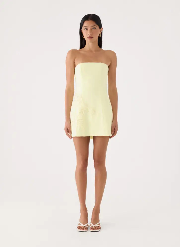 Marta Strapless Mini Dress - Yellow - Mini Dresses