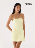 Marta Strapless Mini Dress - Yellow - Mini Dresses