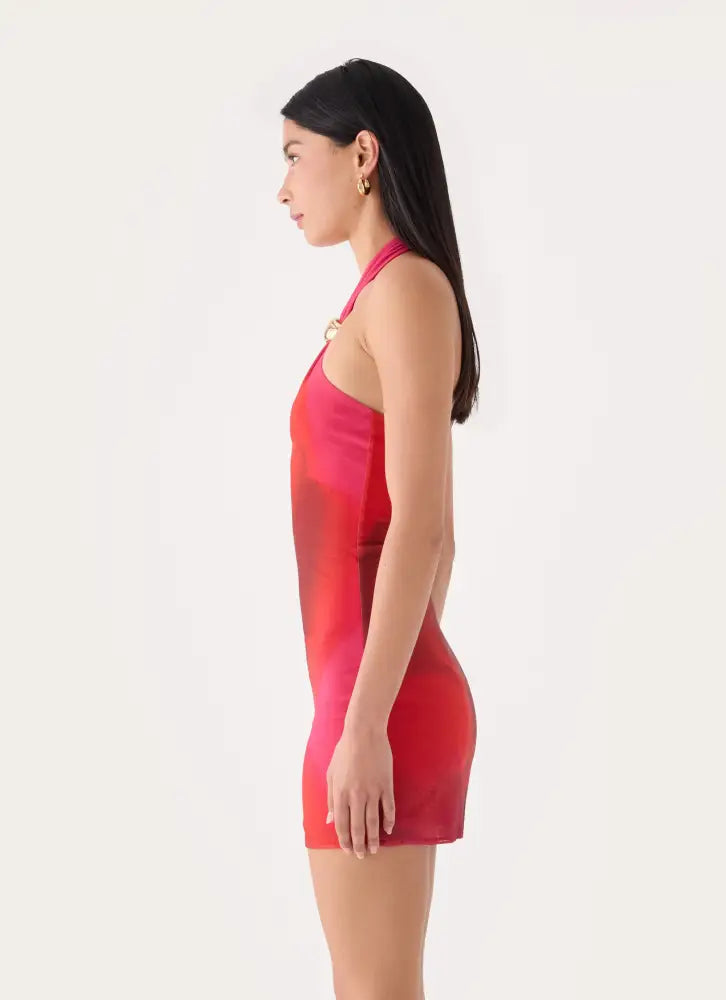 Montella Halter Mini Dress - Pink Violet Bloom - Mini Dresses