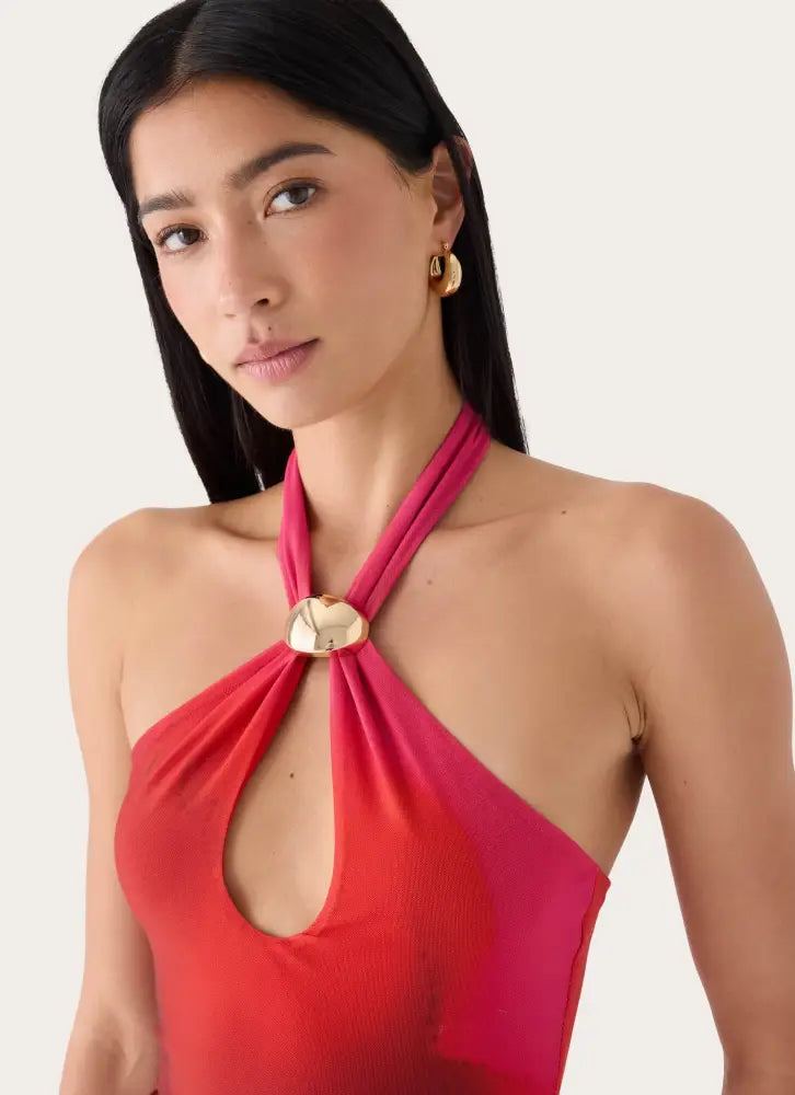 Montella Halter Mini Dress - Pink Violet Bloom - Mini Dresses