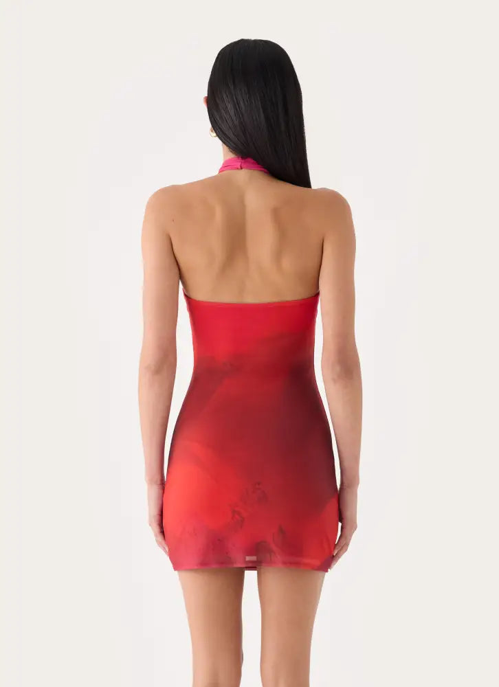Montella Halter Mini Dress - Pink Violet Bloom - Mini Dresses