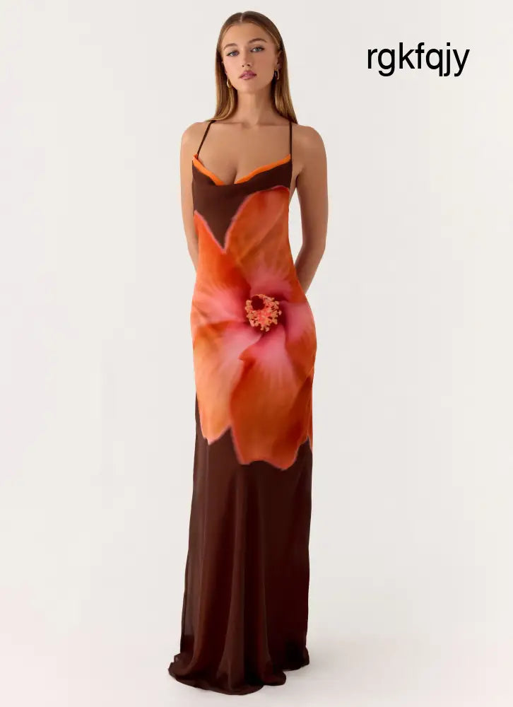 Night Drive Maxi Dress - Chocolate Blossom - Maxi Dresses