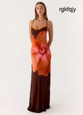 Night Drive Maxi Dress - Chocolate Blossom - Maxi Dresses