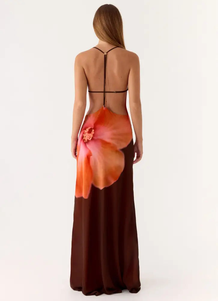 Night Drive Maxi Dress - Chocolate Blossom - Maxi Dresses