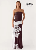 Palomar Strapless Maxi Dress - Chocolate Tropic Floral - Maxi Dresses