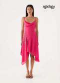 Pirama Beaded Midi Dress - Fuchsia - Midi Dresses
