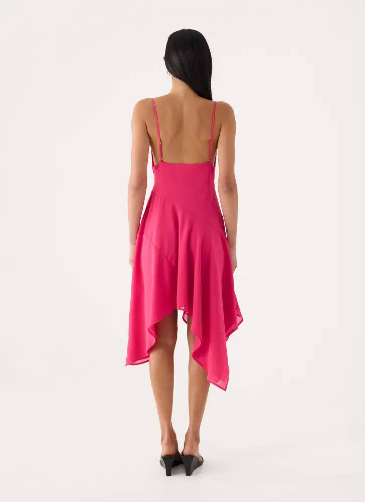 Pirama Beaded Midi Dress - Fuchsia - Midi Dresses