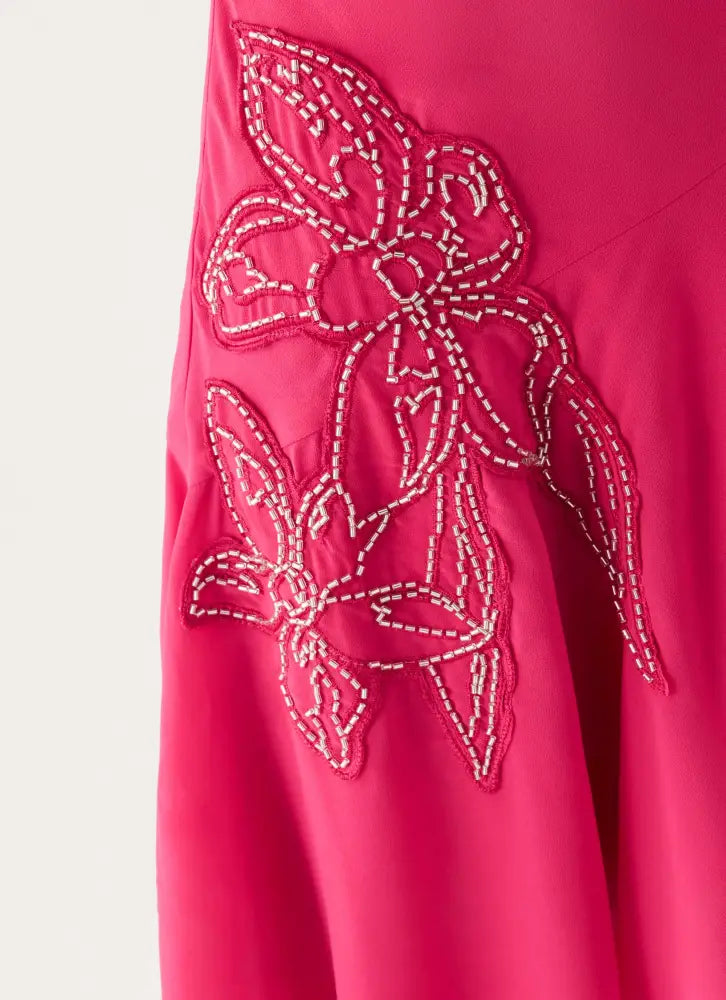 Pirama Beaded Midi Dress - Fuchsia - Midi Dresses
