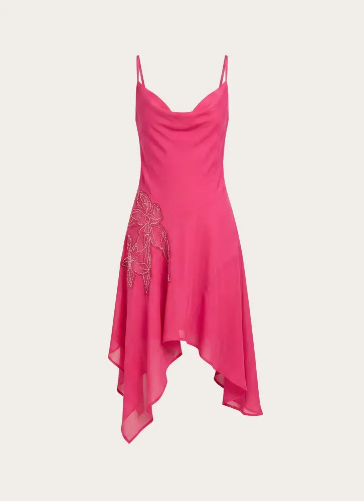 Pirama Beaded Midi Dress - Fuchsia - Midi Dresses