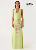 Quaresma Embellished Maxi Dress - Lime - Maxi Dresses