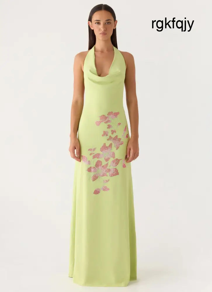 Quaresma Embellished Maxi Dress - Lime - Maxi Dresses