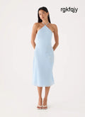 Valeska Beaded Midi Dress - Blue - Midi Dresses