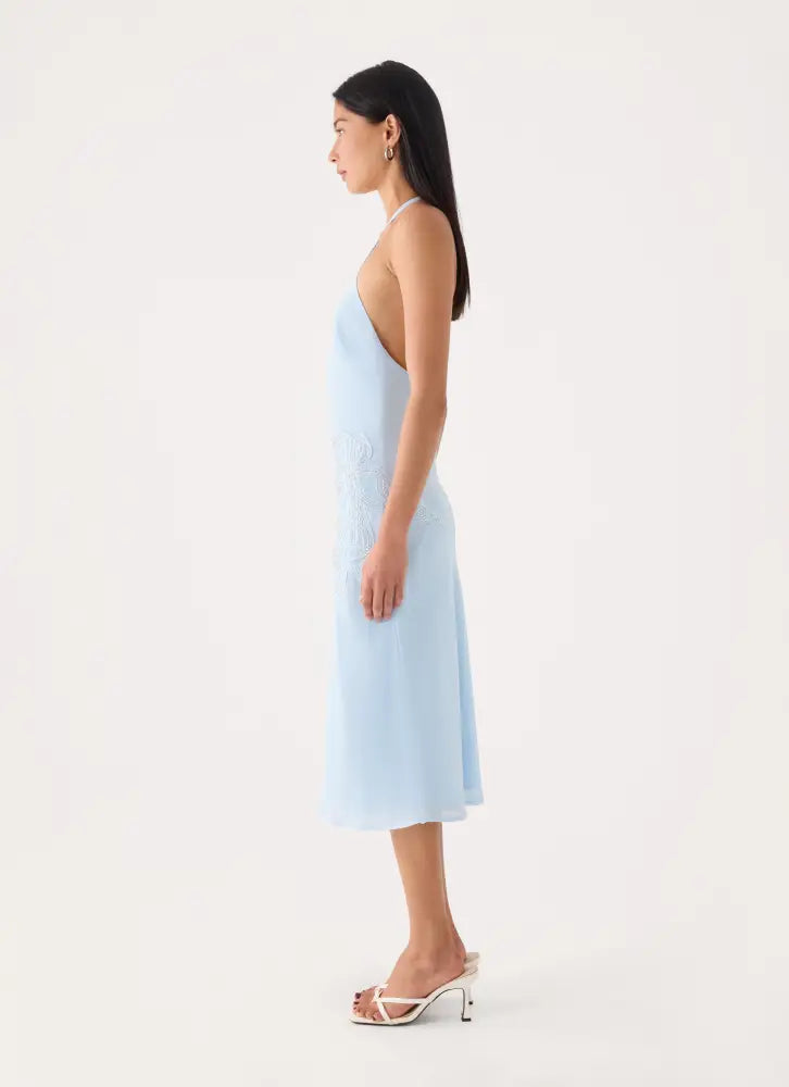 Valeska Beaded Midi Dress - Blue - Midi Dresses
